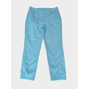 Ruby Rd. Womens Aqua Straight-Leg Capri Style Stretch Pants Size 12-lp